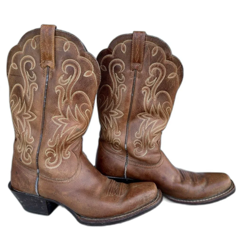 Ariat Legend Leather Western Cowboy Boots 7B Brown Square Toe Russet Rebel